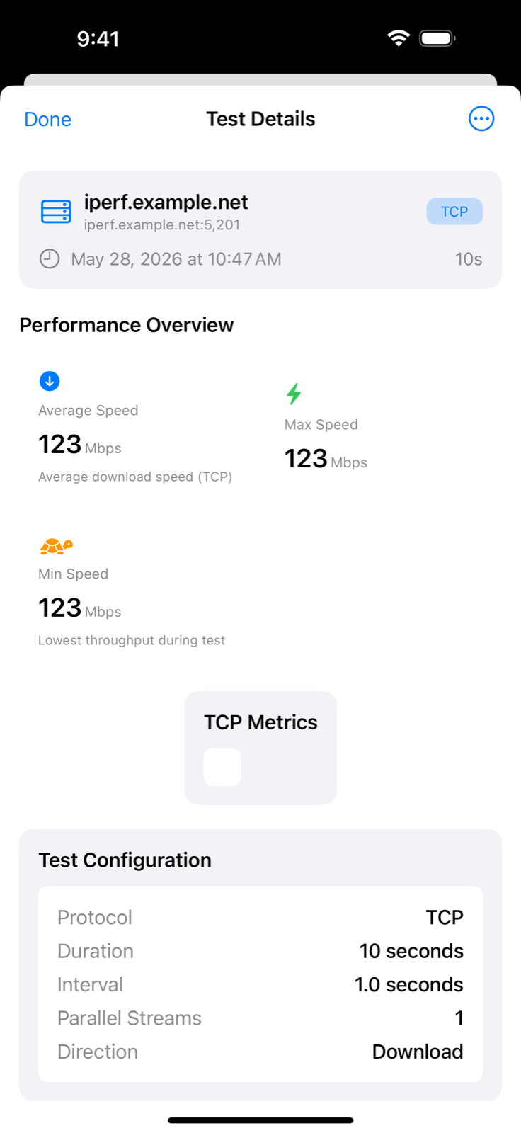 iPerf3 iPhone detailed throughput metrics that can be used to document ISP throttling